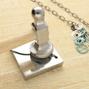 The Beadsmith Chasing Hammer & Bench Block - Two-Sided Hammer, 10.75”, Wood Handle – 1.5” Steel Block with Hole for Riveting & Bending – Tools for Metalworking, Stamping & Jewelry Making