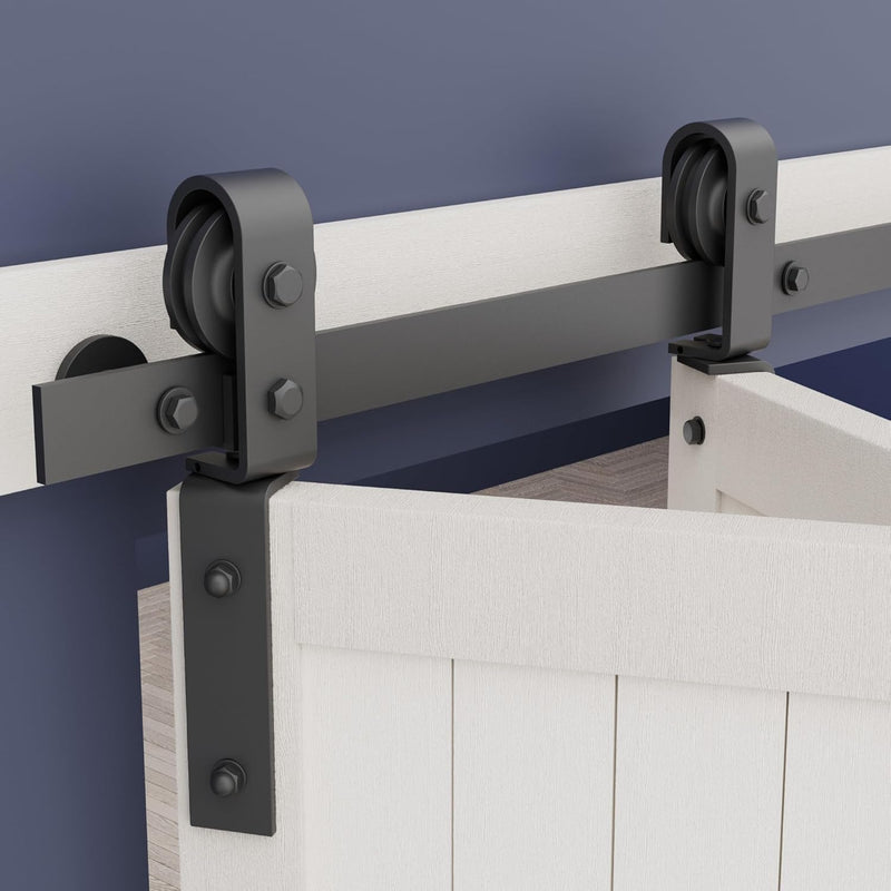 ZEKOO 48" Bifold Sliding Barn Door Hardware Track Kit Bi Fold Closet Door, Side Mount and Top Mount Roller, Smoothly Quietly, Easy to Install (Doors Not Included)