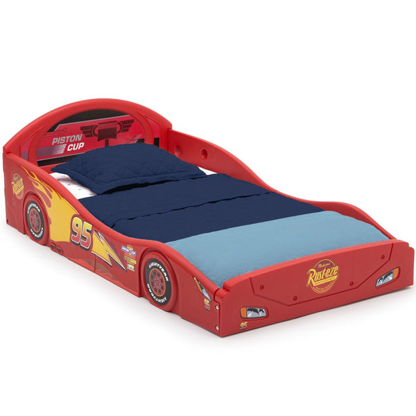 Pixar Cars Lightning Mcqueen Plastic Toddler Sleep and Play Bed