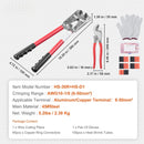 BENTISM Crimping Tool, AWG10-1/0 Copper and Aluminum Terminal Battery Lug Crimper, 6 Wire Sizes Crimping Die, with a Cutting Pliers, Gloves, 95Pcs Copper Ring Connectors, and 100Pcs Heat Shrink Tubes