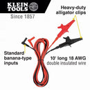 Klein Tools 69367 2-Piece 10 Ft. Heavy-Duty Alligator Clip Test Leads Set