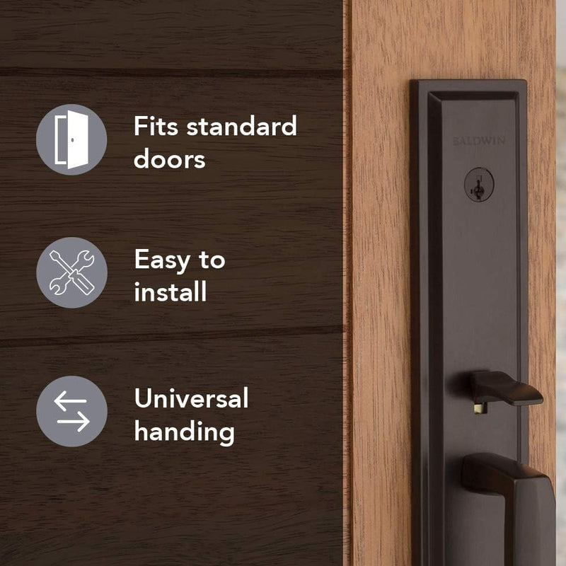 Baldwin Torrey Pines, Front Entry Handleset with Interior Lever, Featuring Smartkey Deadbolt Re-Key Technology and Microban Protection, in Venetian Bronze