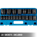 BENTISM Impact Socket Set 1/2 Inches Impact Sockets,19 Piece, SAE, 3/8 Inch - 1-1/2 Inch,Standard 6-Point Hex Sockets, Cr-V Alloy Steel, Radius Corner Design with a Steel Ratchet and a Storage Case
