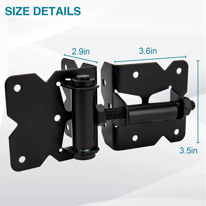 Self Locking Gate Latch and Gate Hinges Set Heavy Duty Hardware Hinges for Vinyl and Wood Fence with Installation Screws and Swing Adjuster Tool Heavy Duty 1 Gate Latch 2 Gate Hinges