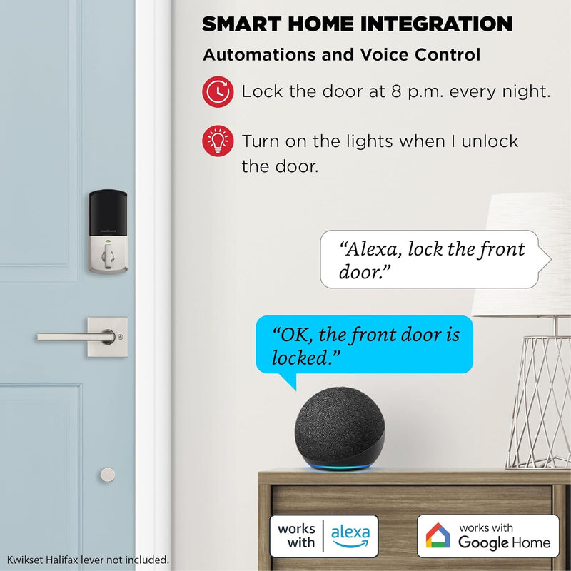 Kwikset 99390-001 Halo Wi-Fi Smart Lock Keyless Entry Electronic Touchscreen Deadbolt Featuring Smartkey Security, Satin Nickel