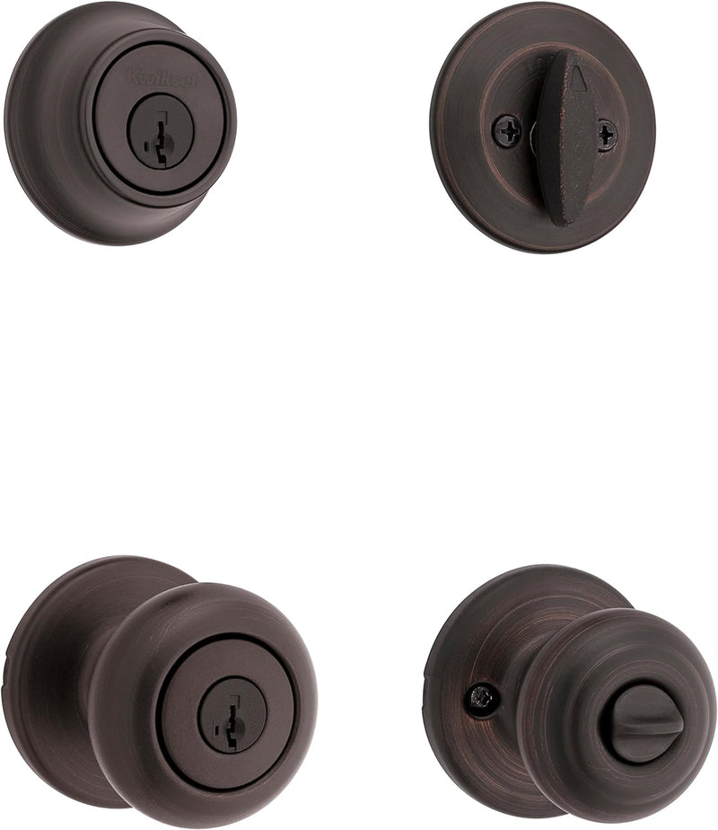 690 Cove Keyed Entry Knob and Single Cylinder Deadbolt Combo Pack Featuring Smartkey in Venetian Bronze Featuring Microban