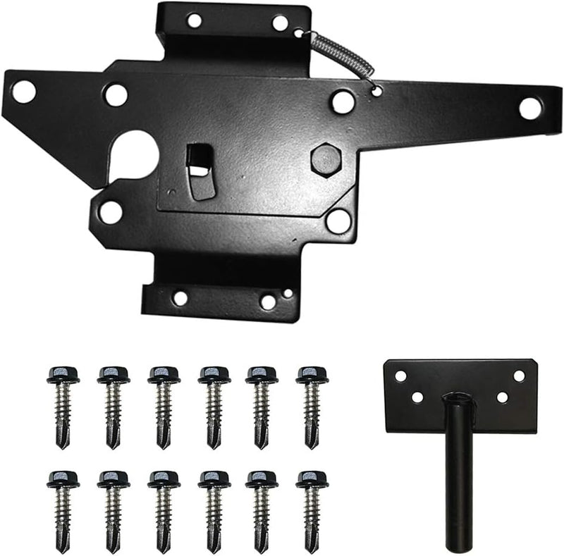 ZEKOO Stainless Steel Gate Hardware Kit, Self Closing Gate Hinges and Latch, Rust Proof, Use for Vinyl Fence Gate and Wood Fences Gate, Heavy Duty 2 Gate Latches 4 Gate Hinges (Black)