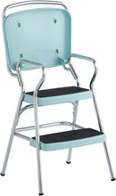 COSCO Stylaire Retro Chair + Step Stool with Flip-Up Seat, Teal