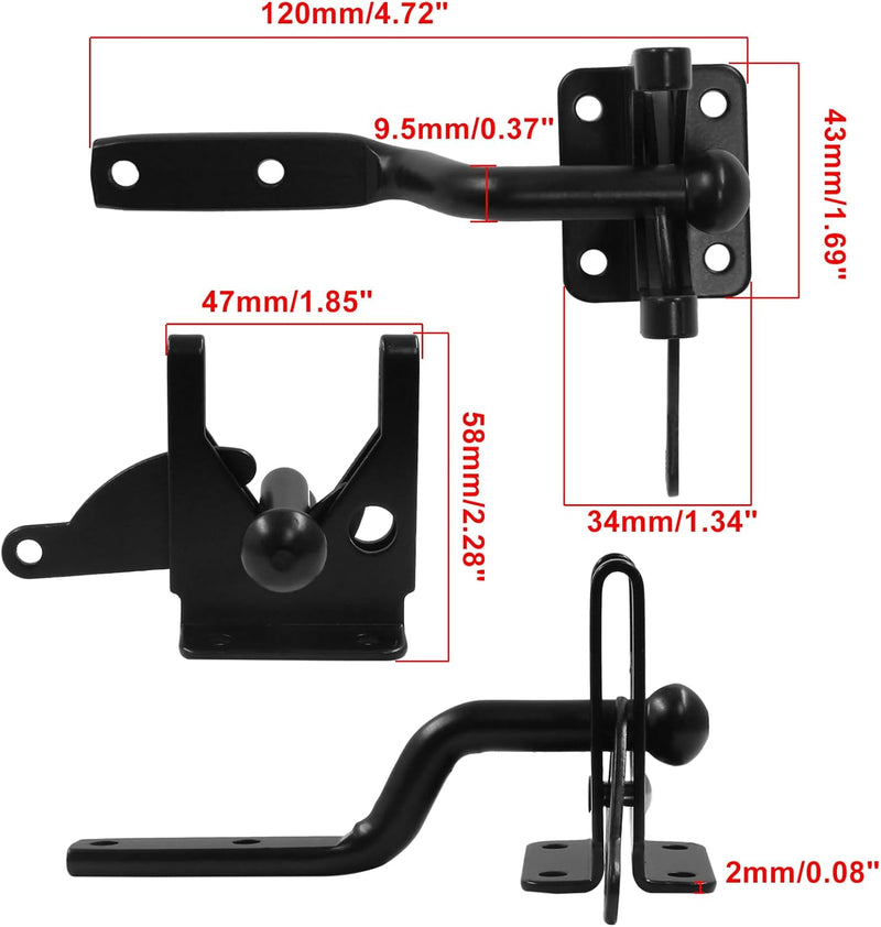 Self-Locking Gate Latch, Heavy Duty Gate Latch, Automatic Gravity Lever Door Latches for Wooden Fence