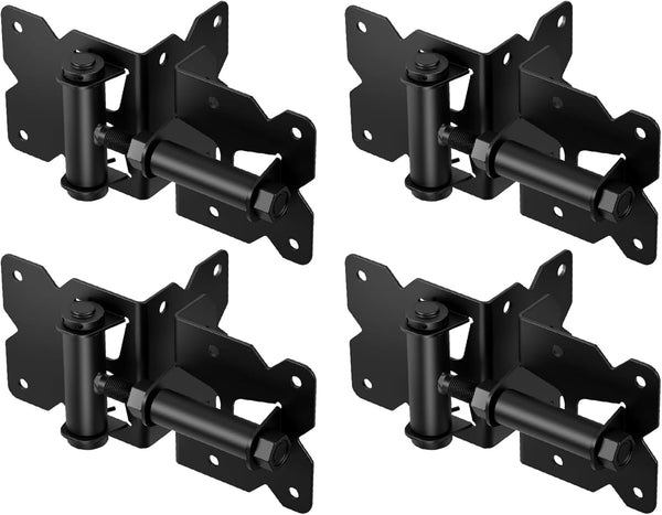 ZEKOO Self Closing Gate Hinges, Make for Stainless Steel 304, Rust Proof, Use for Vinyl Fence Gate and Wood Gate, Heavy Duty Gate Hinges(Black 2 Pieces)