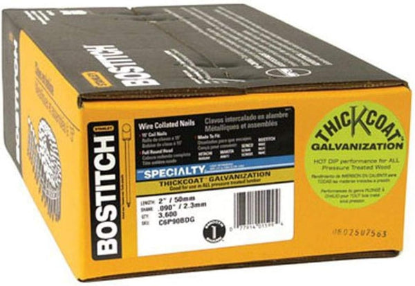 Bostitch C6P90BDG Thickcoat round Head 2-Inch by .090-Inch 15 Degree Coil Framing Nail (3,600 per Box)