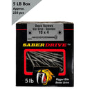 #10 X 4" Saberdrive Stainless Star Drive Multi-Purpose Deck Screws 5 LB, Type 17 Point, No Pre-Drilling Stainless Steel Screws for Secure Fastening, Approx. 233 Pieces