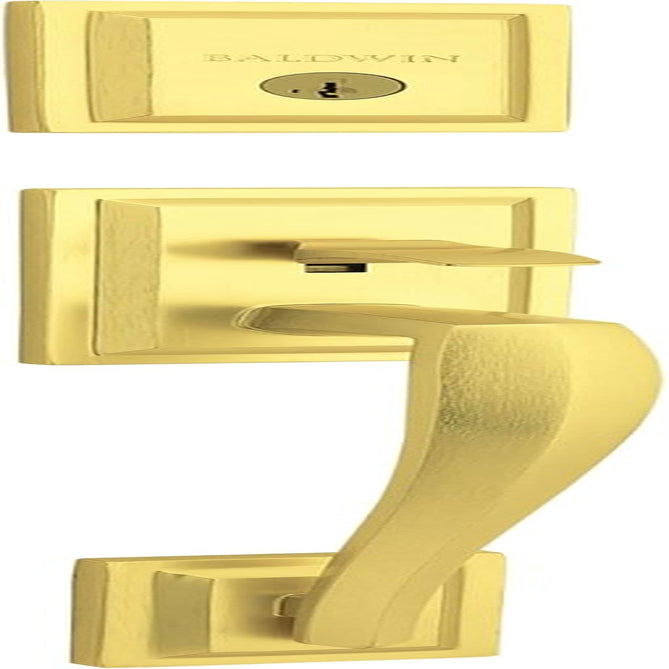 Baldwin Torrey Pines, Front Entry Handleset with Interior Lever, Featuring Smartkey Deadbolt Re-Key Technology and Microban Protection, in Satin Brass