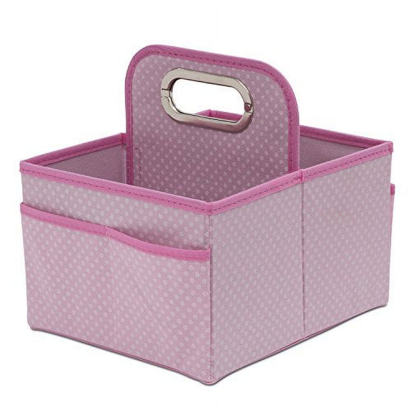 Portable Nursery Caddy - Essential Lightweight Storage Bin with Multiple Compartments - Easy Storage/Organization Solution, Barely Pink