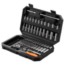 BENTISM Socket Set, 1/4" Drive Socket and Ratchet Set,6-Point Socket and Ratchet Set, 54 Pieces Tool Set SAE and Metric( 5/32-9/16 In., 4-14 Mm), Deep and Standard Sockets for Automotive Repairs