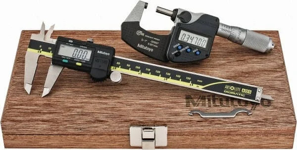 Mitutoyo 4 Piece, Machinist Caliper and Micrometer Tool Kit