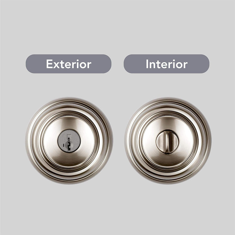 Baldwin Alcott, Entry Door Knob Handle with Keyed Lock Featuring Smartkey Re-Key Technology and Microban Protection, in Satin Nickel