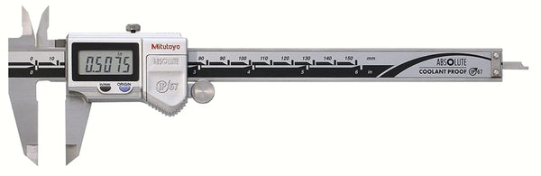 Mitutoyo Digital Calipers, Battery Powered, Inch/Metric, for Inside, Outside, Depth and Step Measurements, Stainless Steel, 0"/0Mm-6"/150Mm Range, +/-0.001"/0.01Mm Accuracy, 0.0005"/0.01Mm Resolution, Meets IP67 Specifications Standard