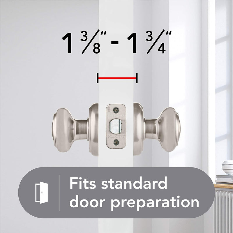 Baldwin Alcott, Interior Passage Door Knob for Hallway/Closet/Rooms, Non-Locking Door Handle with Microban Protection, in Satin Nickel