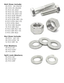 18-8 (304) Stainless Steel Hex Cap Screws Bolts Nuts Washers Assortment Kit - 574 Pcs!