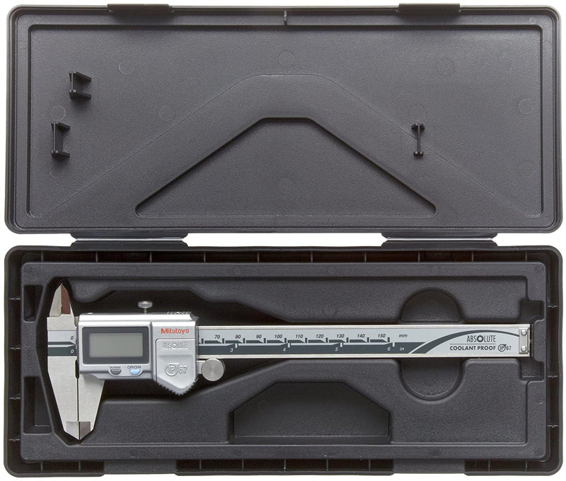 Mitutoyo Digital Calipers, Battery Powered, Inch/Metric, for Inside, Outside, Depth and Step Measurements, Stainless Steel, 0"/0Mm-6"/150Mm Range, +/-0.001"/0.01Mm Accuracy, 0.0005"/0.01Mm Resolution, Meets IP67 Specifications Standard