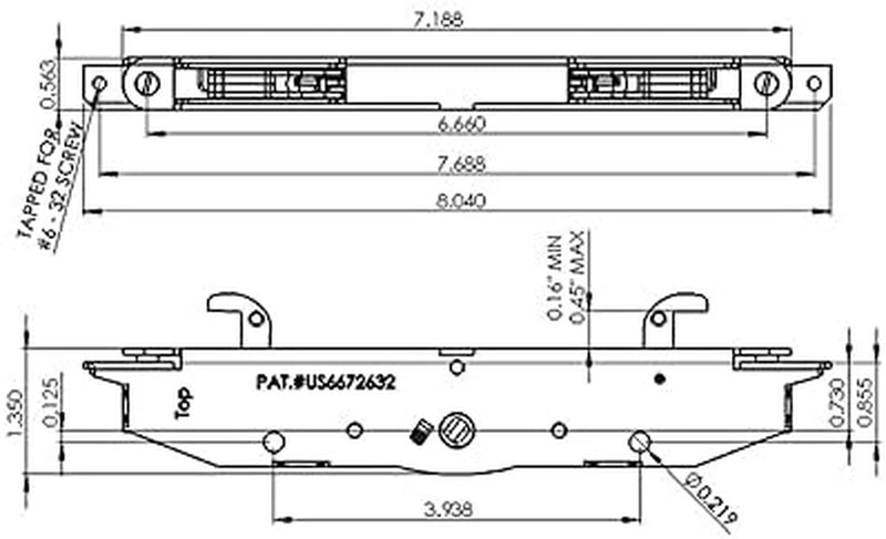 FASCO Sliding Glass Patio Door Two Point Mortise Lock Latch PAT.