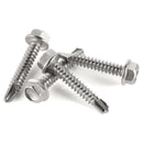 1/4" X 2" Hex Washer Head Self Drilling Screws, Self Tapping Sheet Metal Tek Screws, 410 Stainless Steel, 100 PCS