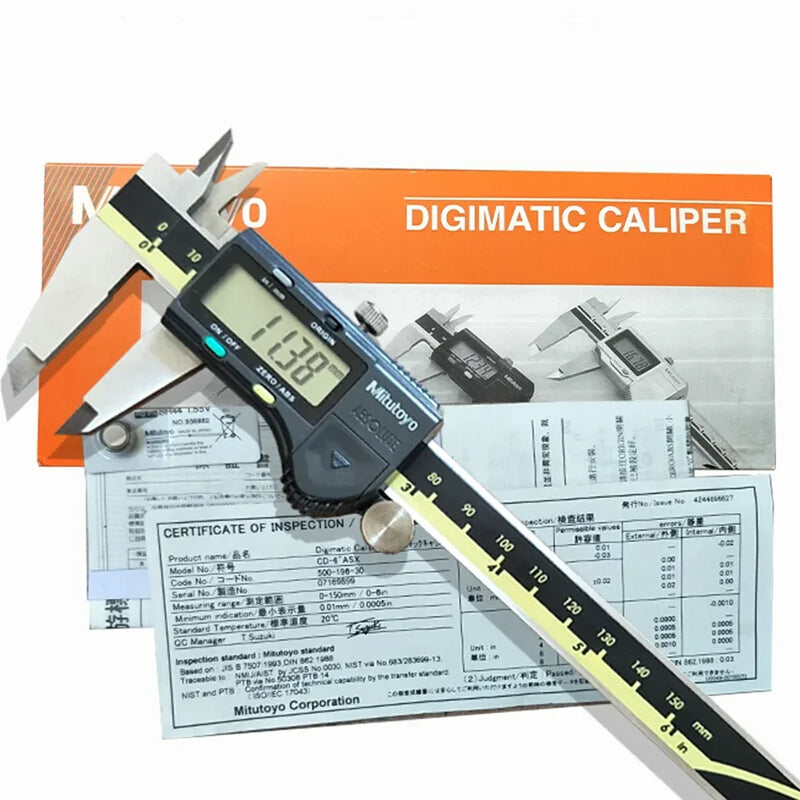 Mitutoyo 500-193-30 Absolute Scale Digimatic Caliper 500 Series, 0 to 11.8"/0 to 300Mm Measuring Range, 0.0005"/0.01Mm Resolution, AOS