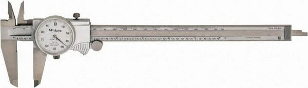 Mitutoyo 505-743 Dial Caliper: 0.1" per Revolution, 0.001" Accuracy, 0 to 8 Inch Range