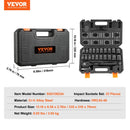 BENTISM 1/2" Drive Impact Socket Set, 23 PCS Standard SAE (7/16" -1") & Metric (13-24 Mm) Sizes, Deep & Shallow Kit, 6 Point Cr-V Alloy Steel Includes Adapters & Ratchet Handle & Storage Case