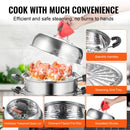 BENTISM Steamer Pot 11In/28Cm, 3 Tier Steamer Pot for Cooking with 8.5QT Stock Pot, Vegetable Steamer & 2 Steaming Tray, Food-Grade 304 Stainless Steel Food Steamer Cookware for Gas Electric Stove