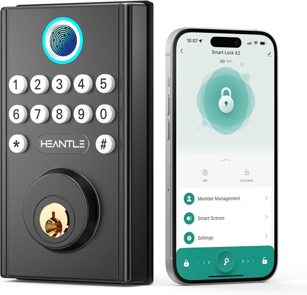 Smart Lock Wifi Fingerprint Deadbolt Heantle Keyless Entry Front Door Locks