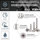 #14 X 3-1/4" Wood Screw 100Pcs 18-8 (304) Stainless Steel Screws Flat Head Phillips Fast Self Tapping Drywall Screws by SG TZH