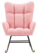 Exlonjet Rocking Chair for Nursery, Modern Glider Rocker with High Backrest Armchair, Comfy Upholstered Accent Reading Chair for Nursery Living Room Bedroom Office ()