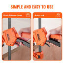 BENTISM Bar Clamps for Woodworking, 2 PCS 12" One-Handed Clamp/Spreader, Quick-Change F Clamp with 300 Lbs Load Limit, High-Strength Plastic and Carbon Steel, Wood Clamps