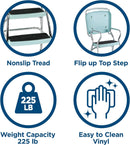 COSCO Stylaire Retro Chair + Step Stool with Flip-Up Seat, Teal