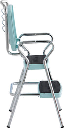 COSCO Stylaire Retro Chair + Step Stool with Flip-Up Seat, Teal
