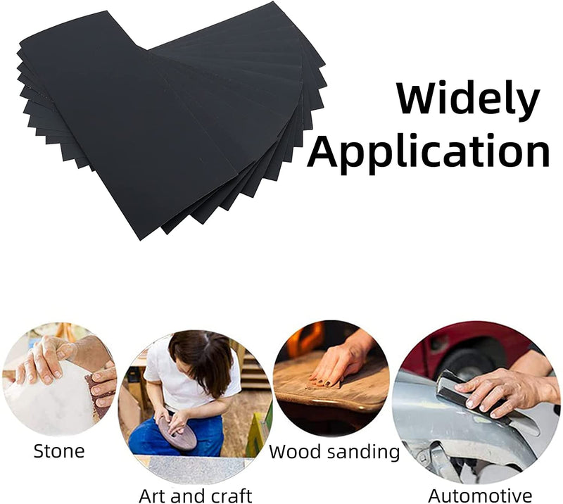 Wet Dry Sandpaper Valuehall 40Pcs Waterproof Assorted Grit Sandpaper Assortment 320 400 600 800 1000 1200 1500 2000 2500 3000 Grit Sandpaper Sheets Assortment for Sanding and Polishing V8B07