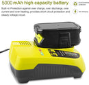18V 5000 Mah Battery for Ryobi One+ RB18L50 BPL-1815 BPL-1820G BPL1820 BPL18151 P102 P103 P104 P105 P106 P107 P108 Power Tool with LED Charge Indicator