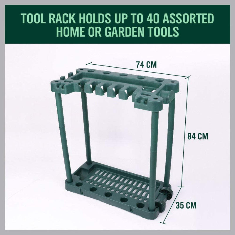 Garden Tools Storage Rack, Large Size, Portable Rolling Utility Rack with Wheels for Long and Short Handles Garage Organizer Fits 40 Yard Tools