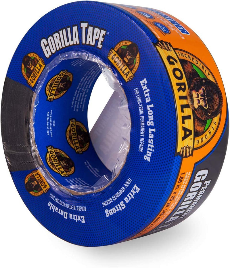 Gorilla All Weather Outdoor Waterproof Duct Tape, UV and Temperature Resistant, 1.88" X 25 Yd, Black, (Pack of 6)