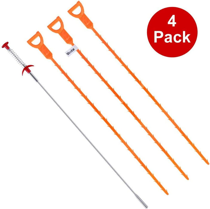 Vastar 3 Pack 23.6 Inch Drain Snake Hair Drain Clog Remover Cleaning Tool