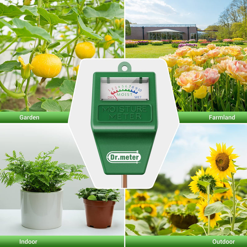 Soil Moisture Meter, Plant Moisture Monitor for Garden, Lawn, Farm, Indoor and Outdoor, Green, No Battery Required