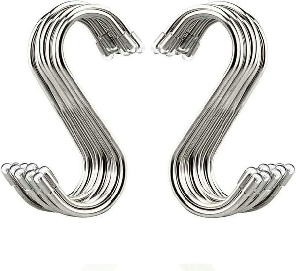 Evob 20 Pack 3.4" S Shaped Hooks Stainless Steel Metal Hangers Hanging Hooks for Kitchen, Work Shop, Bathroom, Garden