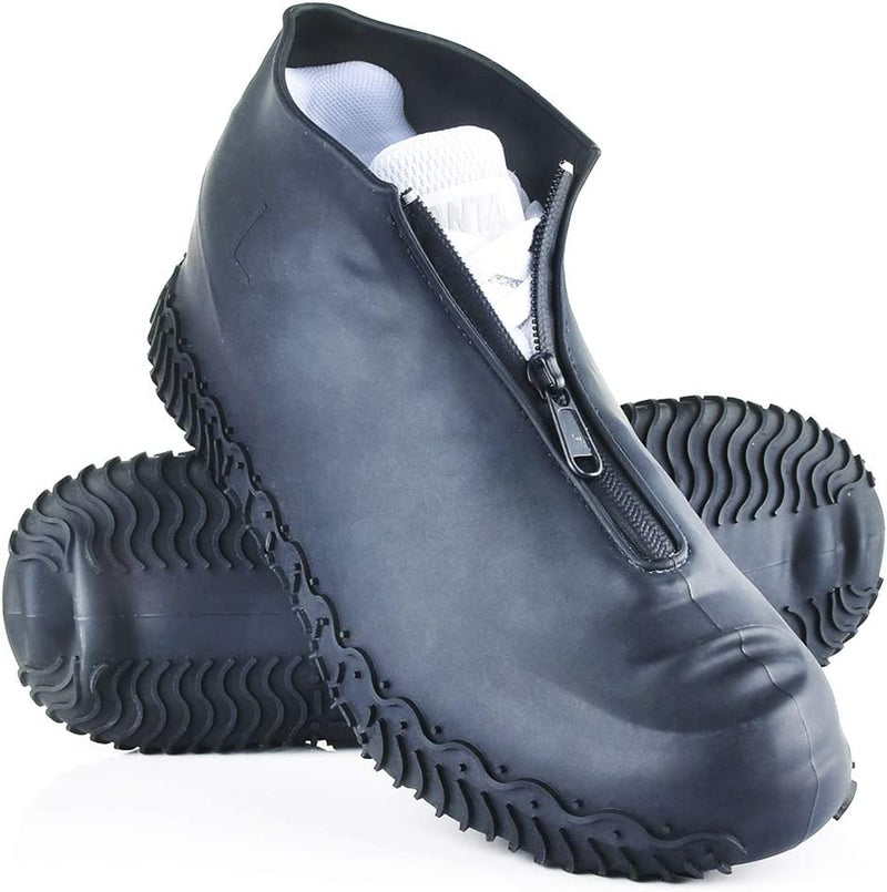 Shiwely Waterproof Shoe Covers, Silicone Reusable Shoe Cover Non-Slip Durable Zipper Elastic Rain Cover Protection for Men Women (M (Women 5.5-7.5, Men 5-6.5), Green)