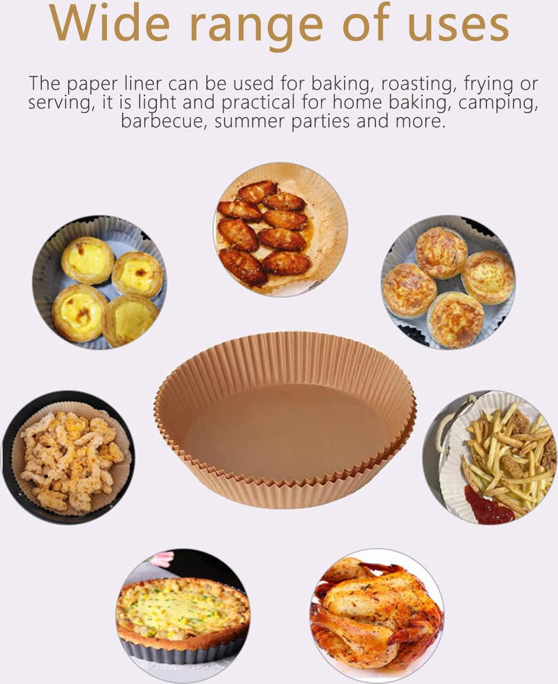 100PCS - 20CM Air Fryer Disposable Paper Liner, Non-Stick Disposable Air Fryer Liners, Baking Paper for Air Fryer Oil-Proof, Water-Proof, Parchment for Baking Roasting Microwave