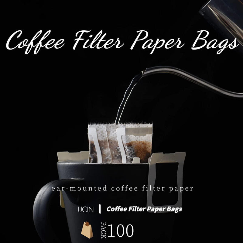 100Pcs Portable Coffee Filter Paper Bag Single Serve Food Grade Hanging Ear Drip Coffee Bag Perfect for Home,Office,Travel, Camping