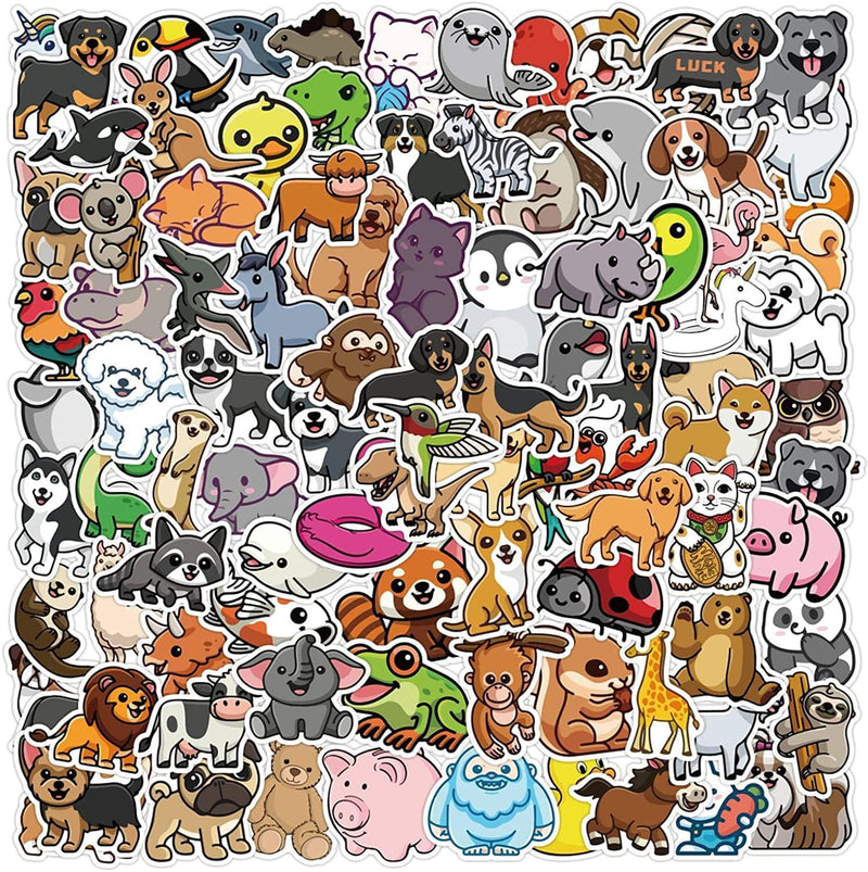 Cute Animal Stickers for Kids,100 Pcs/Pack Vinyl Waterproof Water