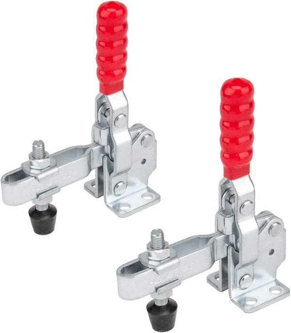 POWERTEC 20335 Quick Release Vertical Toggle Clamp 12130-500 Lb Holding Capacity W Rubber Pressure Tip, 2PK