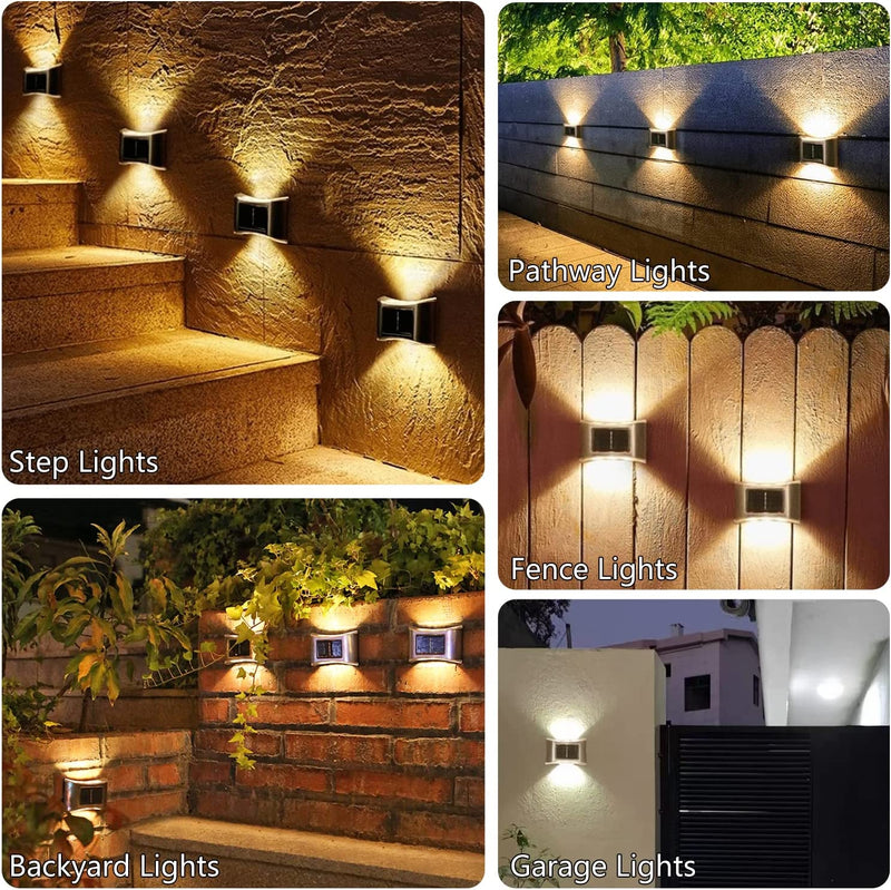 Solar Lights Outdoor Solar Security Lights Solar Optically Controlled Sensor Lights Wireless IP 65 Waterproof Outdoor Lights for Garden Fence Patio Garage (6 LED 4 Pack)